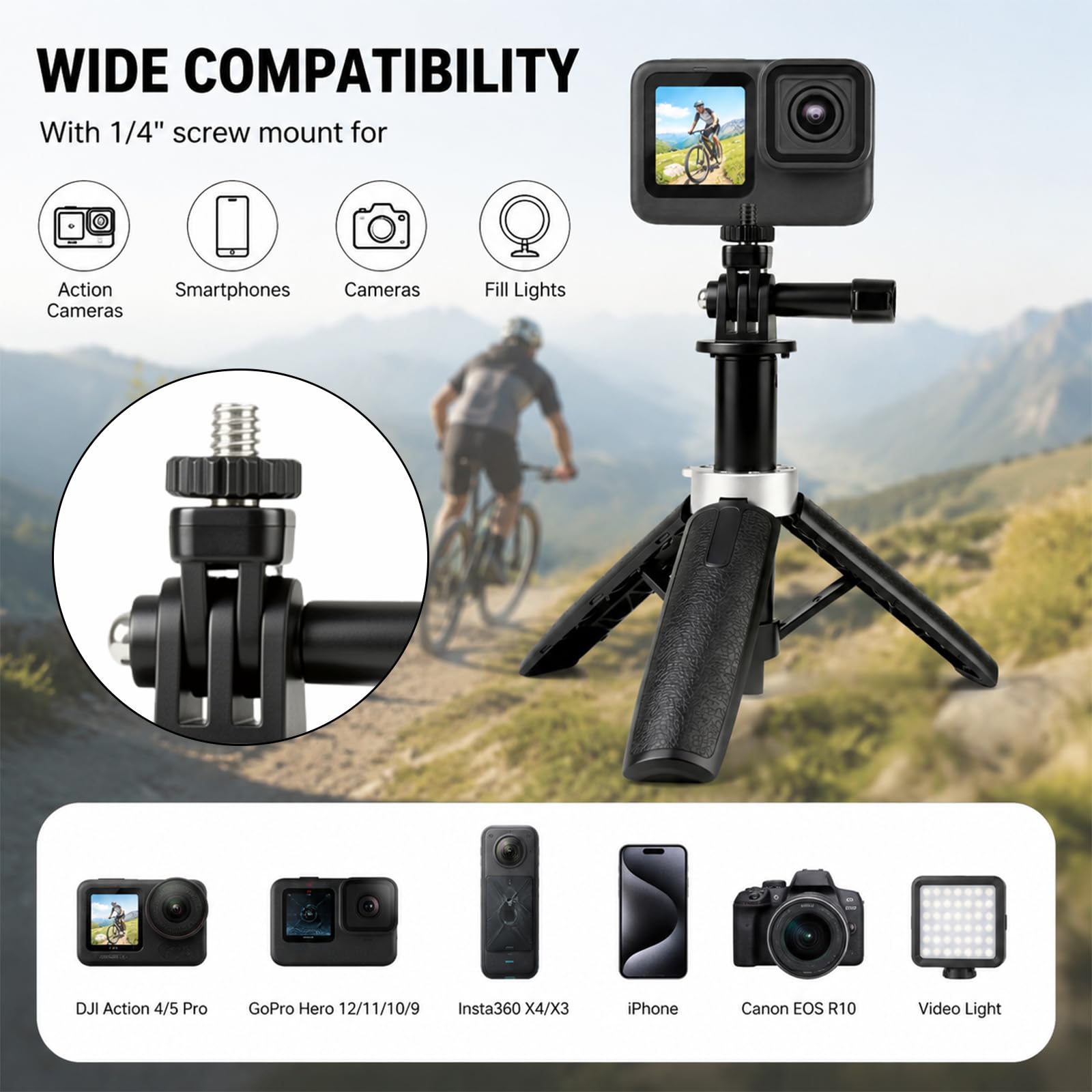 Миниатюрный выдвижной штатив,  – обзор и цена Gopro Action Camera Hero 12 Black